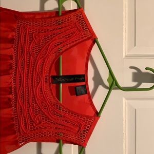 Petticoat Alley Tops - Orange Crochet Detail Sleeveless Top Petticoat Alley Tops - Orange Crochet Detail Sleeveless Top